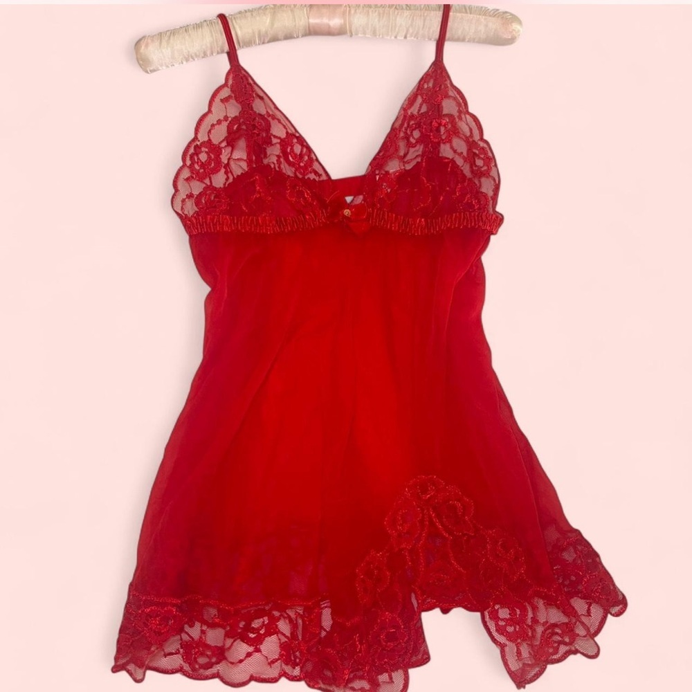 Frederick's of Hollywood Red Lace Babydoll Lingerie Dress Valentine’s Day dress